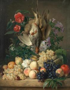 WEISS Anton 1801-1851,Still life with partridge, snipe, flowers and fruit,1842,Bonhams GB 2019-11-12