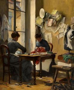 WEISS Emile Goerges 1861-1929,Two Seamstresses at Work,1902,Lempertz DE 2017-05-20