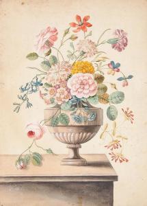 WEISS Ferdinand Friedrich 1814-1878,Blumenbouquet auf Tisch,Fischer CH 2014-06-18