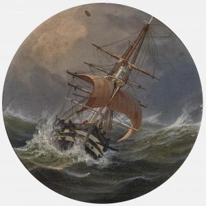 WEISS Johann Baptist 1812-1879,Sailing ship in rough seas,Neumeister DE 2021-04-14