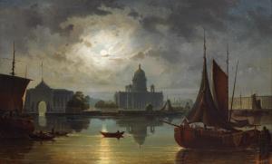 WEISS Joseph Andreas 1814-1887,Saint Petersburg in Moonlight,1871,Palais Dorotheum AT 2020-06-08