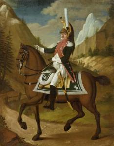WEISS Nikolaus 1760-1809,Horseman in uniform in a mountainous landscape,Galerie Koller CH 2014-03-26