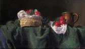 WEISSBORT George,Still life of strawberries in a basket with a copp,1957,Woolley & Wallis 2018-06-06