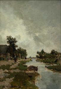 WEISSENBRUCH Johan Hendrik,A afternoon along a Dutch polder canal, possibly n,Venduehuis 2023-11-14