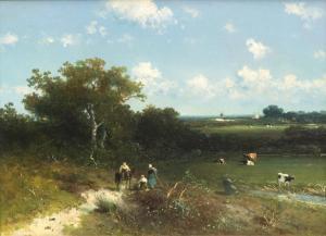 WEISSENBRUCH Johan Hendrik 1824-1903,A panoramic view with cows in a meadow and far,1858,Venduehuis 2023-11-14