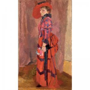WEITNAUER Louise,AN ELEGANT LADY WEARING A RED DRESS HOLDING A BOUQ,1935,Sotheby's 2006-09-27