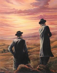 WEITZMAN Sara 1967,Yeshiva boys in sunset,2012,Matsa IL 2018-10-10