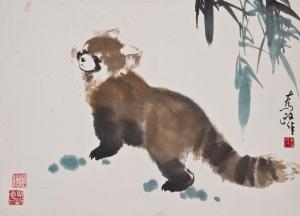 WEIZHENG Wang 1944,Brauner Pandabär mit Bambuszweigen,Auktionshaus Dr. Fischer DE 2012-10-13