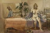 WELBURN KENNETH ROSS 1910-1998,study of a semi nude female, seated on a bed,Morphets GB 2007-11-29