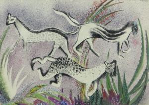 WELCH Peggy,cats in landscape,1939,Burstow and Hewett GB 2013-09-25