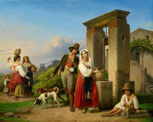 WELLER Theodor Leopold,A Hunter and a Young Woman at a Well in Sora,1843,Lempertz 2020-05-30