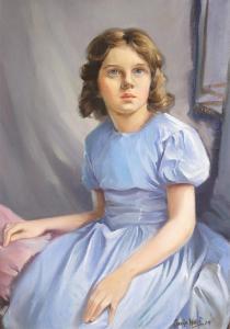 WELLS Claude 1900-1900,Portrait of a girl wearing a blue dress,1934,Woolley & Wallis GB 2013-03-13