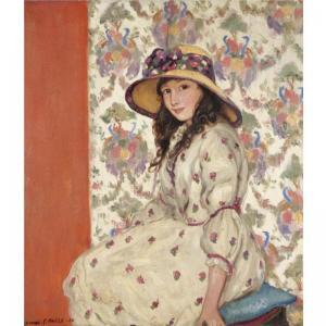 WELLS Denys George,PORTRAIT OF THE ARTIST'S DAUGHTER AGAINST A FLORAL,1920,Sotheby's 2007-07-12