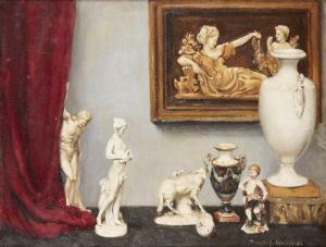WELLS Denys George,Still life of figurines, vase and painting with a ,Rosebery's 2021-01-27