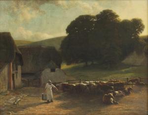 WELLS Edward Francis,A wooded landscape with a milkmaid and cattle by f,Sworders 2023-04-04
