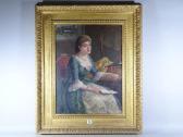 WELLS George,portrait of a seated elegant young lady at a dress,Rogers Jones & Co 2018-11-27