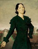 WELLS john 1900-1900,Dame in grünem Mantel,1930,Lehr Irene DE 2014-10-25