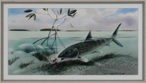 WELLS Millard 1900-2000,Bone Fish with Small Crab,1995,Brunk Auctions US 2011-07-16