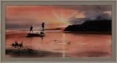 WELLS Millard 1900-2000,Fishermen at Sunset, Florida Keys,Brunk Auctions US 2011-07-16