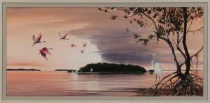 WELLS Millard 1900-2000,White Heron in the Florida Keys,1995,Brunk Auctions US 2011-07-16