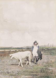 WELLS William 1842-1880,Young girl with a calf,Bonhams GB 2013-01-31