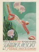 WELSH William P,TRAVEL AT REDUCED RATES TO YOUR FAVORITE SUMMER RE,1935,Swann Galleries 2018-10-25