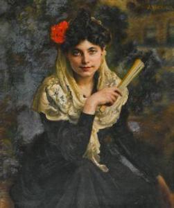 WENCKER Joseph 1848-1919,Portrait de femme au châle,Etienne de Baecque FR 2021-06-23