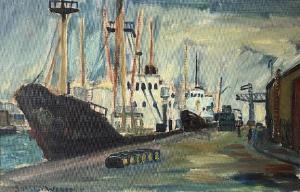 WENDT Jørgen 1930,Ships in harbour,Bruun Rasmussen DK 2022-06-09