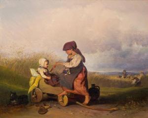 WENGLER Johann Baptist 1815-1899,Siblings playing,1848,im Kinsky Auktionshaus AT 2015-06-16