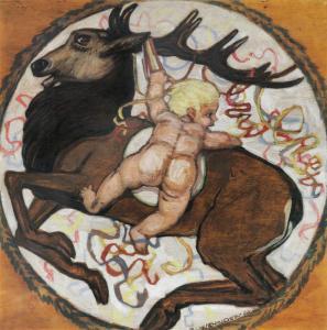 WENINGER Fritz 1892,Deer with child,1924,im Kinsky Auktionshaus AT 2020-06-25