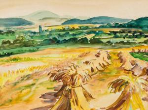 WENK Willi 1890-1956,Landschaft mit Heubündel,1937,Zeller DE 2016-09-24