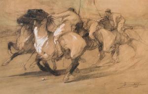 WENMAEKERS Albert 1890,Les joueurs de polo,1922,Hotel Des Ventes Mosan BE 2015-10-14