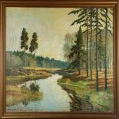 WENNEMOES Carl 1890-1965,A forrest landscape with a river,1943,Bruun Rasmussen DK 2008-06-30