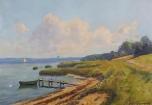 WENNERWALD Finn 1896-1969,River scene with jetty and boats,Canterbury Auction GB 2021-11-27