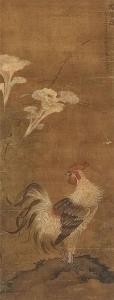 WENSHU ZHAO 1595-1634,A rooster on a rock and cock's comb flowers,Lempertz DE 2017-06-18