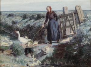 WENTORF Carl 1863-1914,A young woman tending to the geese,1894,Bruun Rasmussen DK 2023-05-22