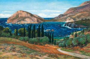 WENTSCHER Julius,A Greek Coastal Landscape near Vlicho on Lefkada,Palais Dorotheum 2022-09-08