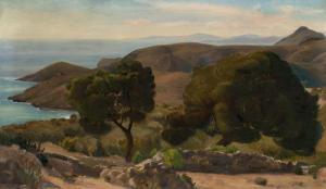 WENTSCHER Julius,Küstenlandschaft auf Aegina in Griechenland,1909,Galerie Bassenge 2022-06-02