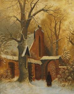 WENTZ L.B,Church in the Snow,1885,Skinner US 2009-11-18