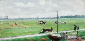 WENTZEL Niels Gustav,View of Copenhagen looking across green fields,Bruun Rasmussen 2023-02-20