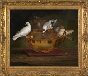 WENZEL Peter 1742-1829,pigeons drinking from a bowl,Pook & Pook US 2005-10-28