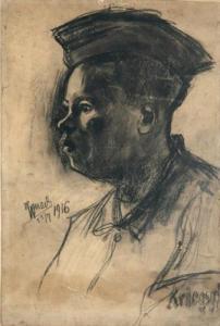 WENZEL Richard,Porträt eines jungen Soldaten des ersten Weltkrieg,1916,DAWO Auktionen 2010-05-05