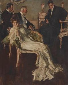 WENZELL Albert Beck,Pensive couple at an elegant evening gathering,John Moran Auctioneers 2022-05-10