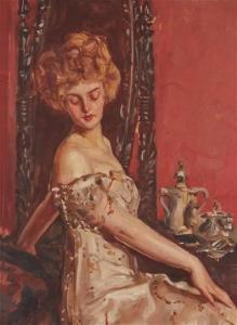 WENZELL Albert Beck 1864-1917,She glanced complacently down at her soft,1911,John Moran Auctioneers 2022-05-10