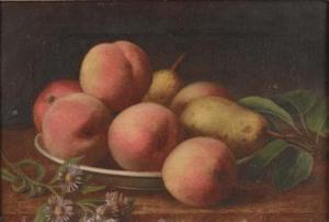 WENZLER Sarah Wilhelmina,Peaches and Pears on a Wooden Ledge,1867,Christie's GB 2002-12-03