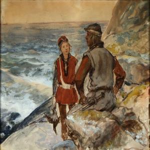 WERGELAND Oscar 1844-1910,To hunters by a rocky coast,Bruun Rasmussen DK 2016-04-11