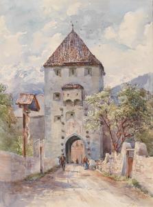 WERNER Adolf 1862-1916,The town gate of Glurns,Palais Dorotheum AT 2014-04-28