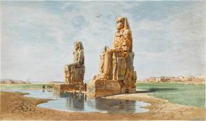 WERNER Carl Friedrich H. 1808-1894,View of the Colossi of Memnon, Thebes,1865,Sotheby's 2023-10-24