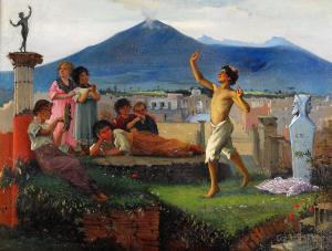 WERNER Gotthard,Dansande barn på Pompeijis ruiner,1874,Stockholms Auktionsverket 2006-06-02