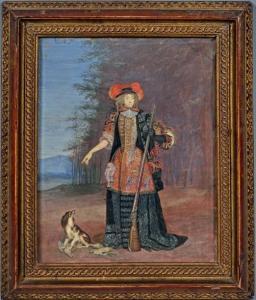 WERNER Joseph 1818-1887,Portrait de femme en tenue de chasse,Beaussant-Lefèvre FR 2017-06-16